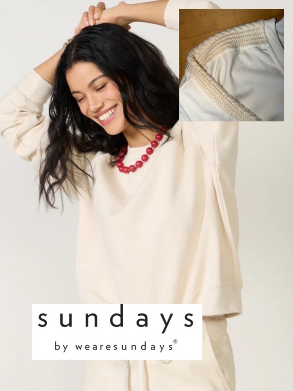 SUNDAYS by we are Sundays ivory sweatshirt, M,  CB2632